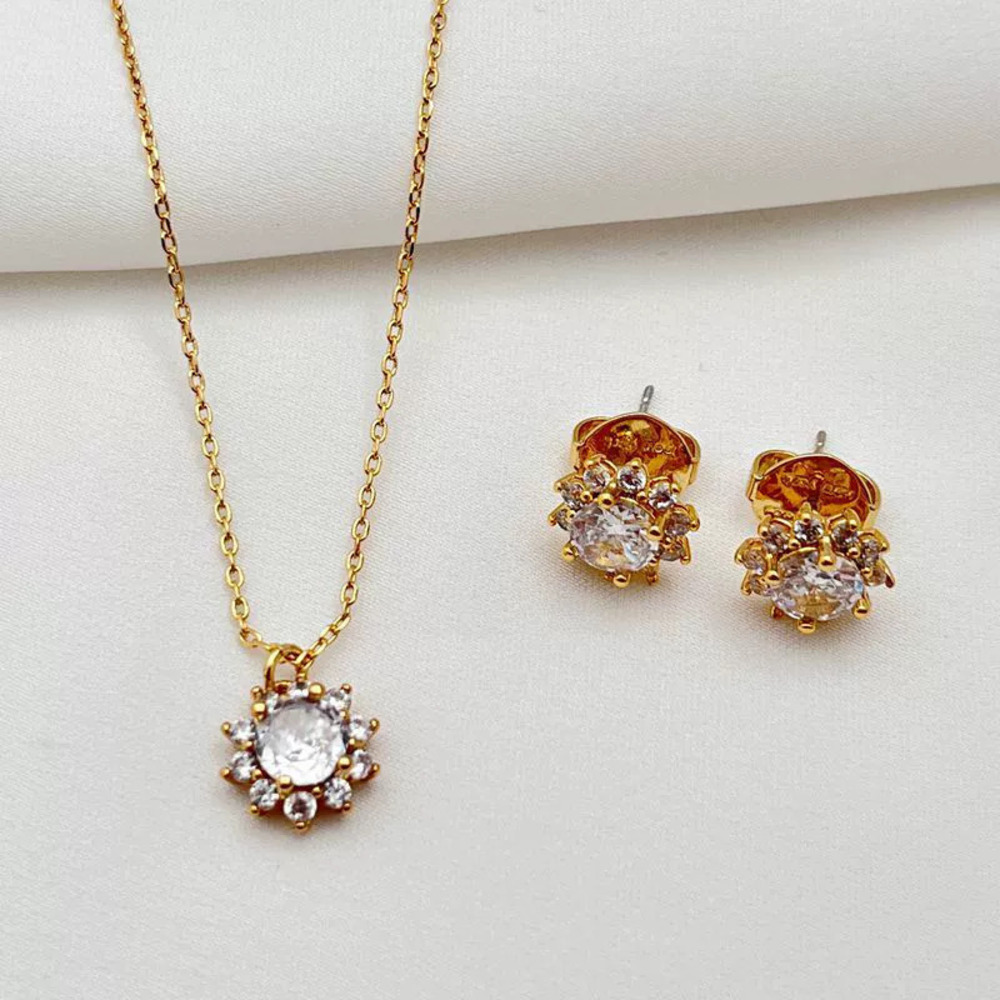 Kendra Scott Zircon Sunflower Stud Earrings Necklace
